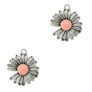 Breloques en m&eacute;tal DQ Marguerite Argent&eacute; antique-rose (sans nickel)