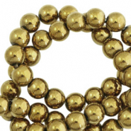 Perles h&eacute;matites rond 6mm dor&eacute;