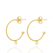 Boucles d'oreilles puces en acier Inox cr&eacute;oles avec anneau Dor&eacute;