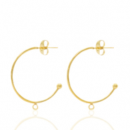 Boucles d'oreilles puces en acier Inox cr&eacute;oles avec anneau Dor&eacute;