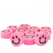 Perles en polym&egrave;re smiley Rose n&eacute;on