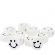 Perles en polym&egrave;re smiley Blanc
