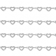 Appr&ecirc;ts en acier Inox cha&icirc;ne maille jaseron coeurs Argent&eacute;
