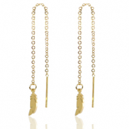 Boucles d'oreilles en acier inox plumes Dor&eacute;