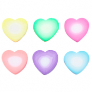Perles en polym&egrave;re coeurs Multicolore-blanc
