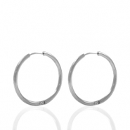Boucles d'oreilles en acier Inox cr&eacute;oles 18mm Argent&eacute;