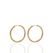 Boucles d'oreilles en acier Inox cr&eacute;oles 14mm Dor&eacute;