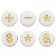 Perles lettres acryliques symbole Blanc-dor&eacute;