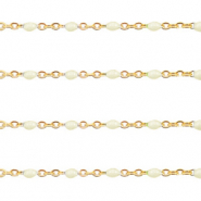 Appr&ecirc;ts en acier inox cha&icirc;ne maille jaseron 1mm Blanc cass&eacute;-dor&eacute;