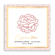 Cartes &agrave; bijoux Fleur de naissance Janvier-&OElig;illet Rouge
