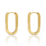 Boucles d'oreilles en acier Inox ovale Dor&eacute;