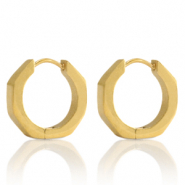 Boucles d'oreilles en acier Inox cr&eacute;oles 16mm Dor&eacute;