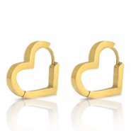 Boucles d'oreilles en acier Inox coeur Dor&eacute;