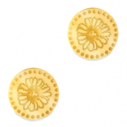 Cabochons Plexx 12mm Fleur de naissance Avril - Marguerite Dor&eacute;