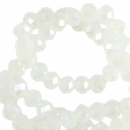 Perles &agrave; facettes 8x6mm disque Heishi Crystal laiteux-pearl shine coating