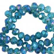 Perles &agrave; facettes 6x4mm disque Heishi Bleu pacifique-AB coating