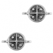 Breloques en m&eacute;tal DQ connecteur croix 10mm Argent&eacute; antique (sans nickel)