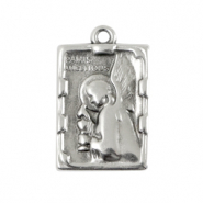 Breloques en m&eacute;tal DQ rectangle avec ange Argent&eacute; antique (sans nickel)
