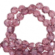 Perles &agrave; facettes rondes 4mm Violet aubergine-pearl shine coating