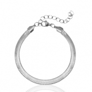 Bracelets en acier Inox cha&icirc;ne maille serpentine Argent&eacute;