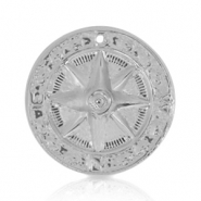 Breloques en m&eacute;tal DQ &eacute;toile 25mm Argent&eacute; antique (sans nickel)