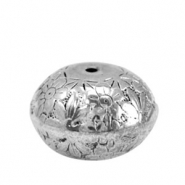 Perles m&eacute;tallique disque fleur Argent&eacute; antique