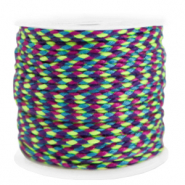 Cordon tress&eacute; tendance 2mm Jaune n&eacute;on-bleu
