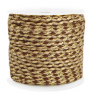 Cordon tress&eacute; tendance 2mm Dor&eacute;-marron