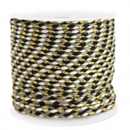 Cordon tress&eacute; tendance 2mm Dor&eacute;-noir