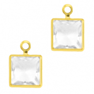 Pendentifs en verre Crystal Glass carr&eacute; Cristal-dor&eacute;
