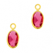 Pendentifs en verre Crystal Glass ovale Rose rubis-dor&eacute;