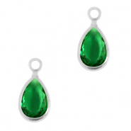 Pendentifs en verre Crystal Glass goutte Vert classique-argent&eacute;