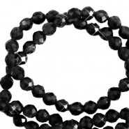 Pierres naturelles 3mm facett&eacute;es Noir jais-pearl shine coating