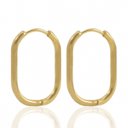 Boucles d'oreilles en acier inox cr&eacute;oles ovale Dor&eacute;