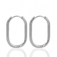 Boucles d'oreilles en acier inox cr&eacute;oles ovale Argent&eacute;