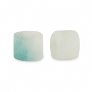 Pierres naturelles Calc&eacute;doine (Quartz) disc 3x2mm Multicolore turquoise-blanc cass&eacute;