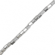 Perles h&eacute;matites tube 2mm Argent