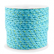 Cordon tress&eacute; tendance 2mm Bleu-jaune