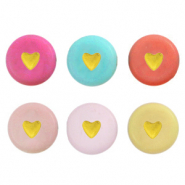 Perles lettres acryliques c&oelig;ur Multicolore dor&eacute;