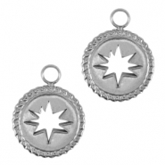 Breloques en acier Inox &eacute;toile Argent&eacute;