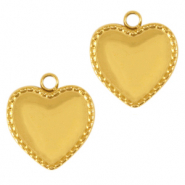 Breloques en acier Inox coeur Dor&eacute;