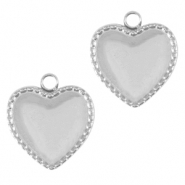 Breloques en acier Inox coeur Argent&eacute;