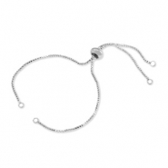 Appr&ecirc;ts en m&eacute;tal DQ semi-bracelet avec perle stoppeur Argent&eacute; antique (sans nickel)