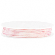 Fil macram&eacute; tress&eacute; 1mm Rose tendre m&eacute;tallique