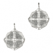 Breloques en métal DQ "ICXC NIKA" Argenté antique (sans nickel)