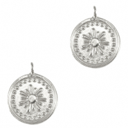 Breloques en métal DQ fleur Argenté antique (sans nickel)