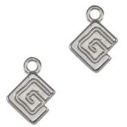 Breloques en métal DQ méandre Argenté antique (sans nickel)