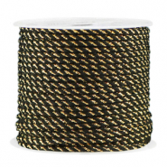 Fil macram&eacute; torsad&eacute; 2mm Dor&eacute;-noir