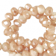Perles &agrave; facettes 6x4mm disque Beige p&ecirc;che-half gold shine coating