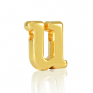 Perles alphabet en m&eacute;tal DQ U Dor&eacute; (sans nickel)